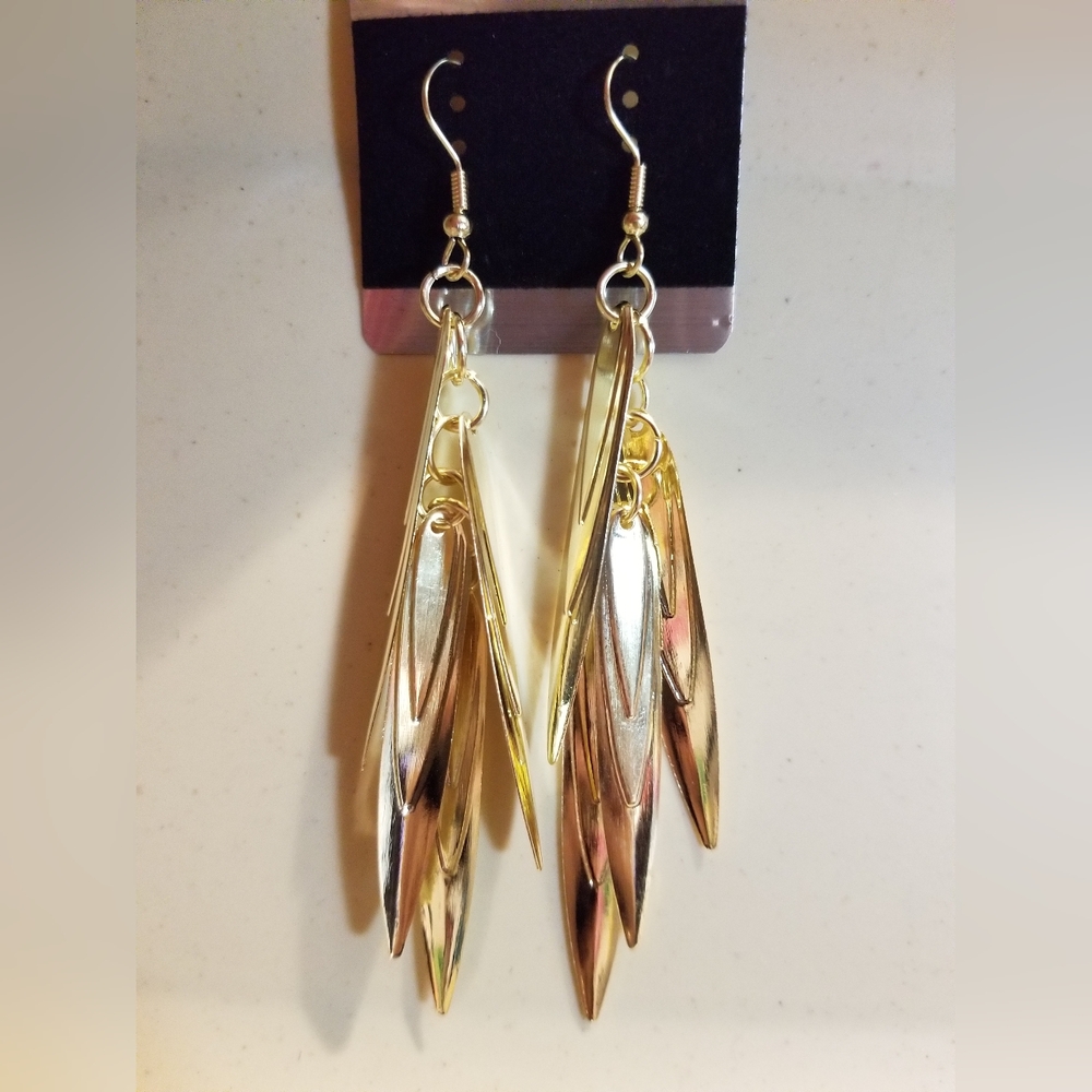 Boho Layered Leaves Design Earrings - Gold
